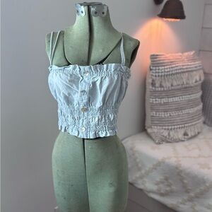 Zara | Cropped Smocked Button-Front Top | S